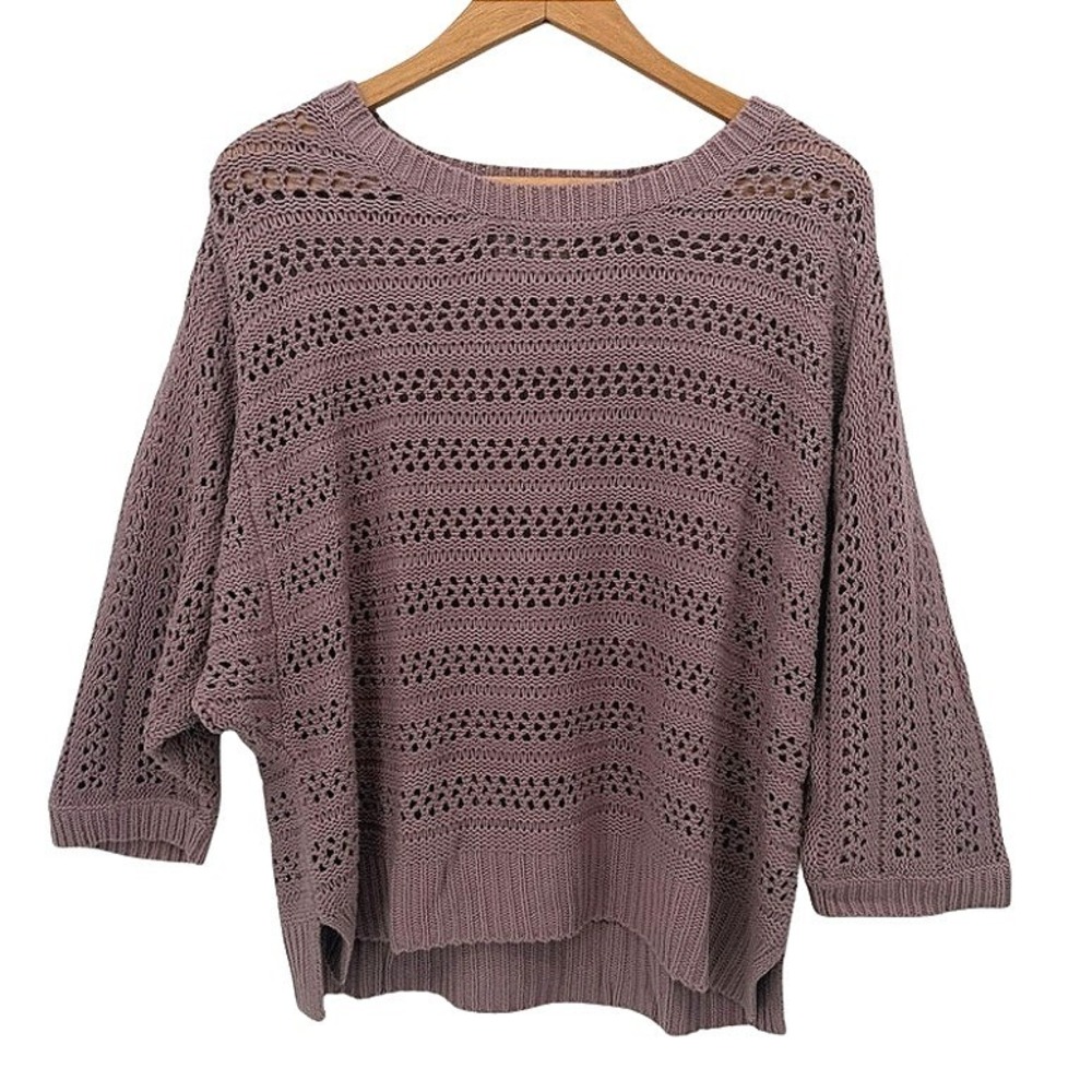 Sonoma Goods for Life Sweater Open Weave Knit Dolman Sleeve Boho Purple XL